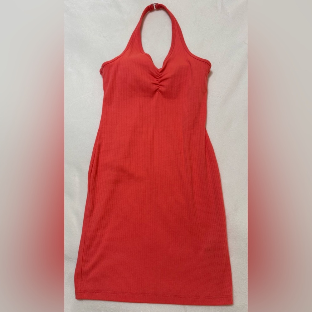 Coral Halter Neck Dress